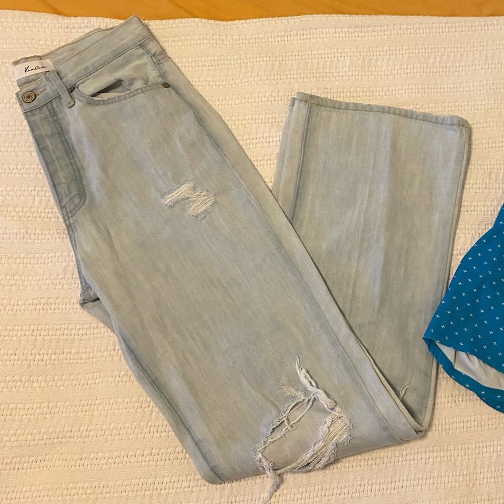 KanCan Light Wash Distressed Wide Leg Jeans